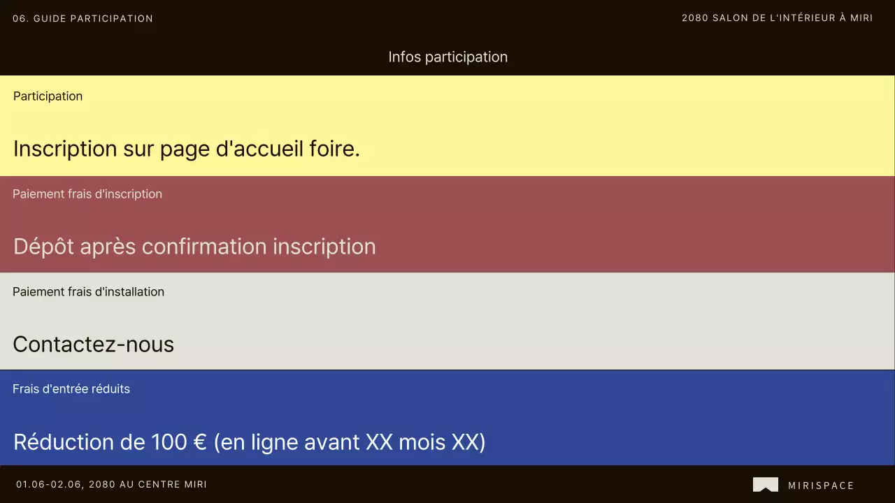 Promouvoir l'appel à participation des entreprises au salon de l'intérieur moderne brun et bleu