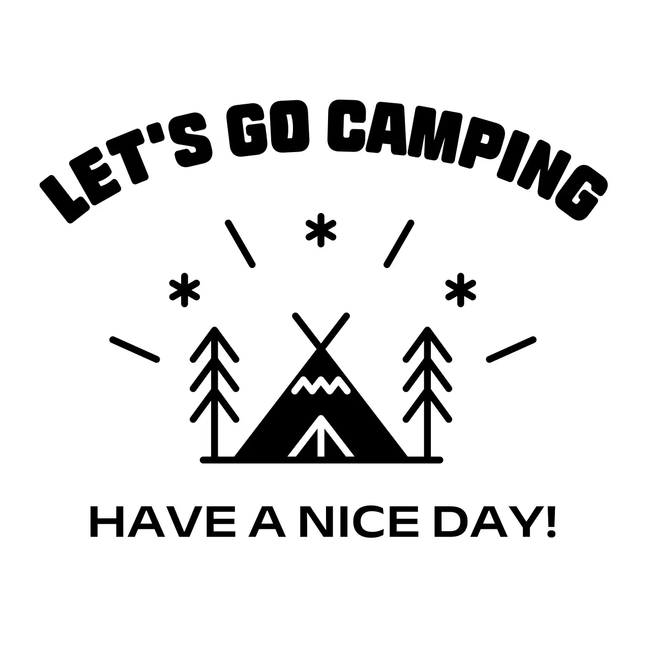 Bright and cheerful campsite with camp illustrations