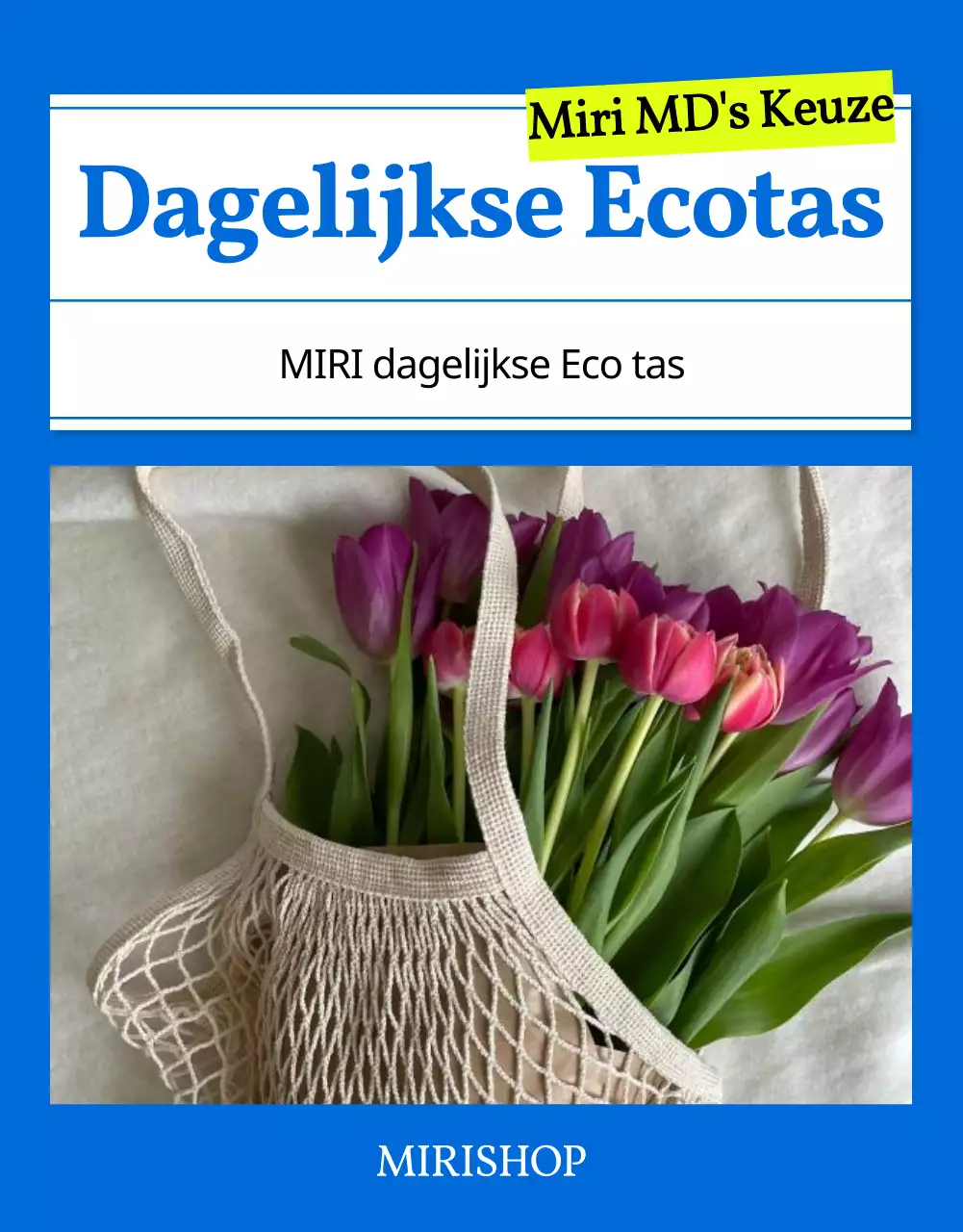 Eenvoudige zomermode eco-tas in blauw uitgelegd