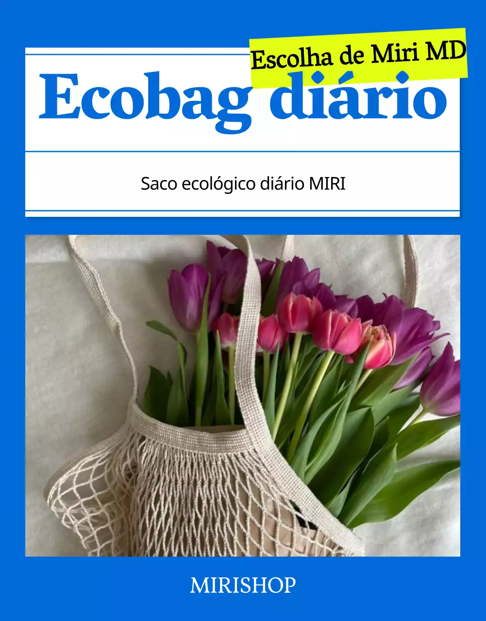 Saco ecológico simples de verão em azul explicado
