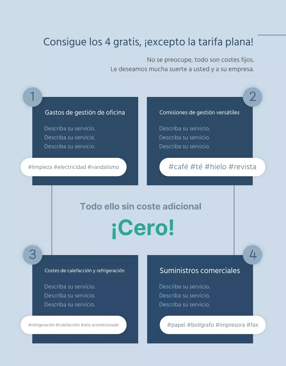 Promover un espacio de coworking azul y blanco