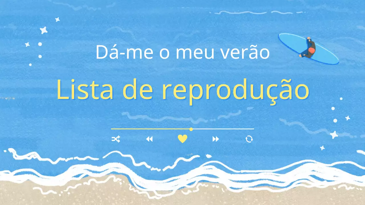 Uma bonita capa de lista de reprodução de canções de verão em azul claro e amarelo