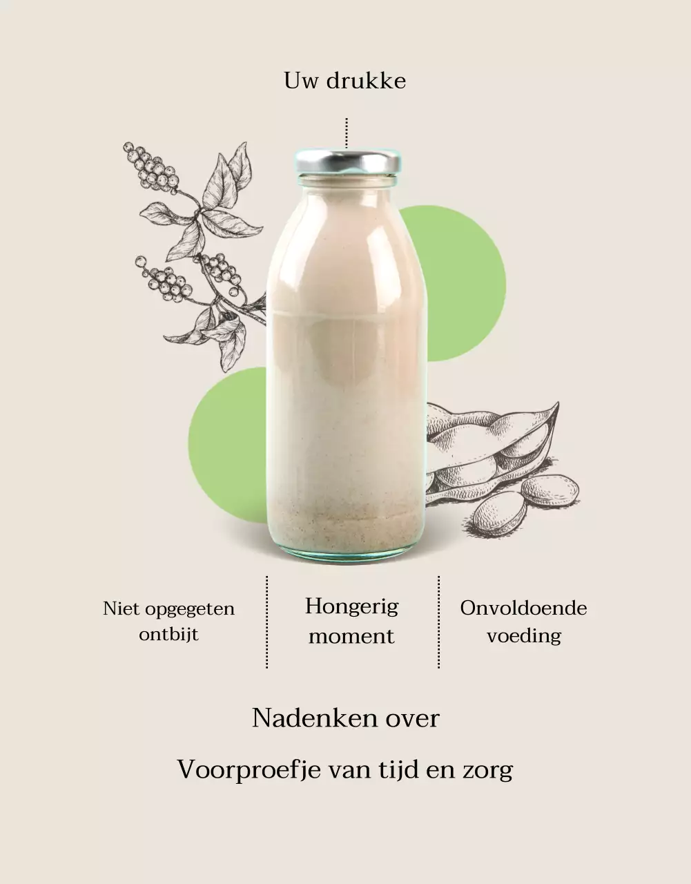 Over het beige, minimalistische sojamelkproduct