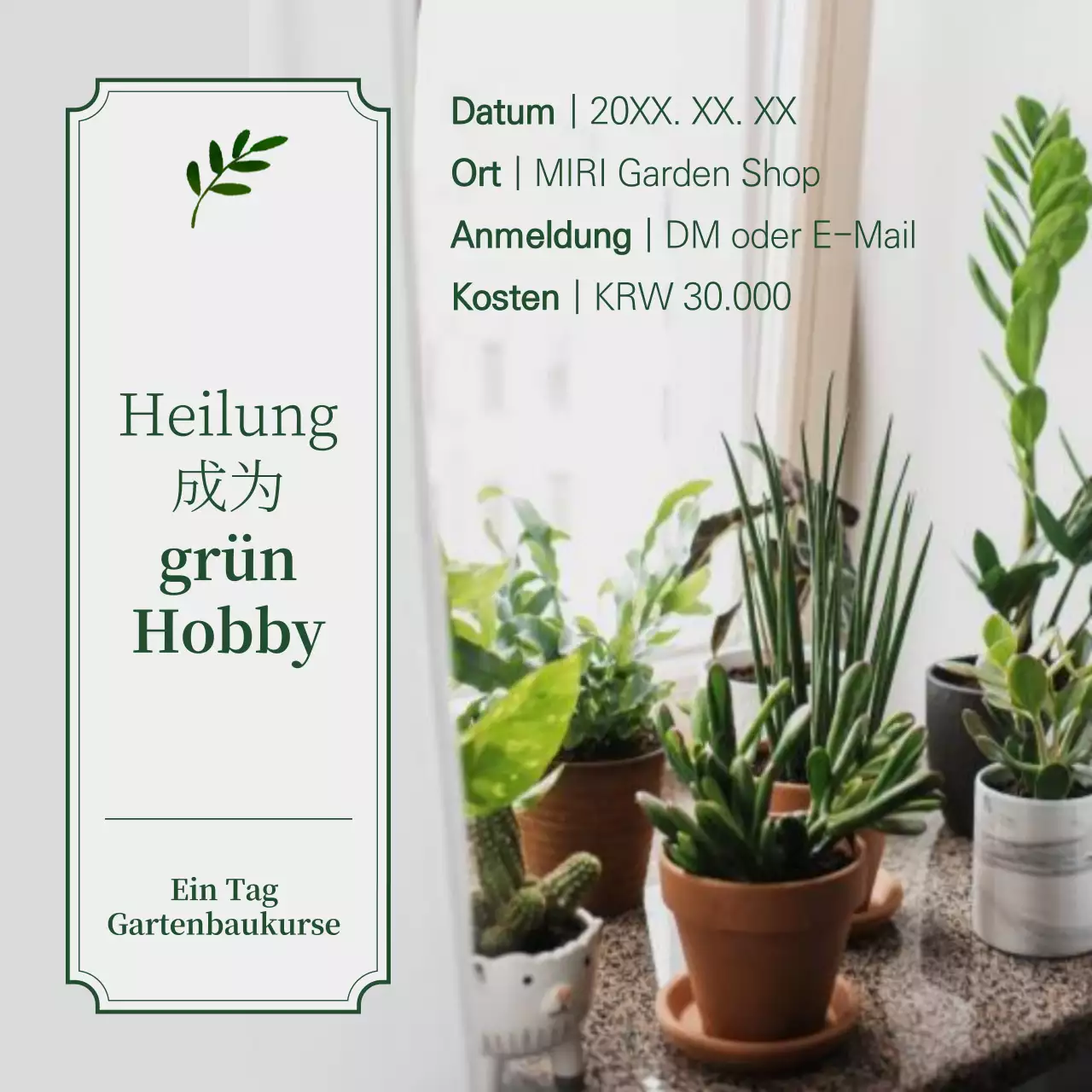 Förderung grüner und weißer Naturgartenkurse