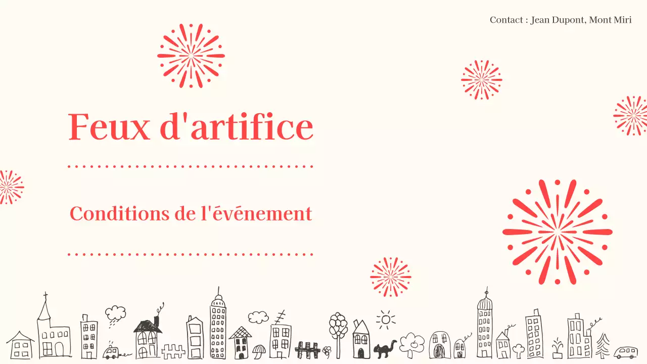 Planification d'un feu d'artifice beige et rouge