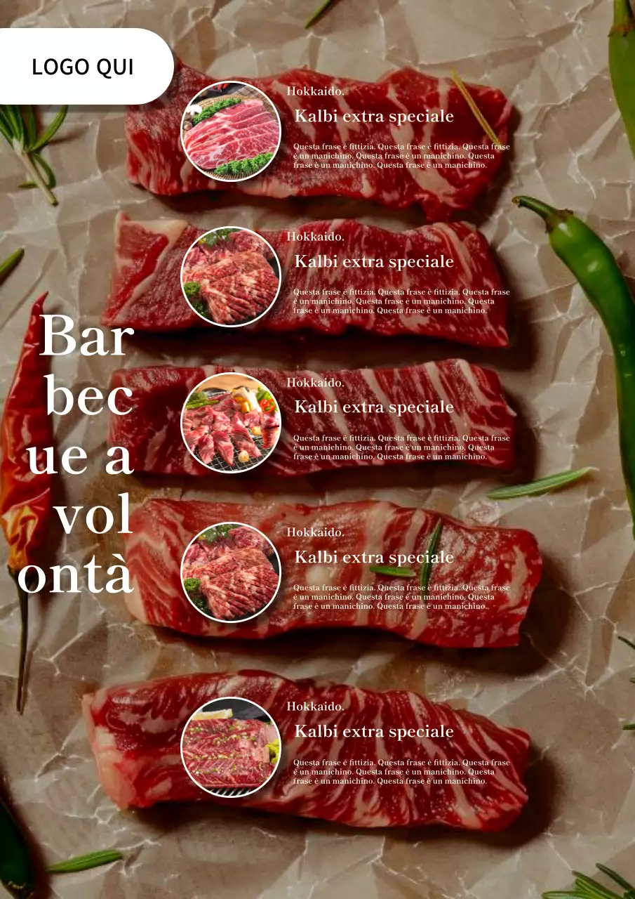 Semplice annuncio di carne a volontà in bianco