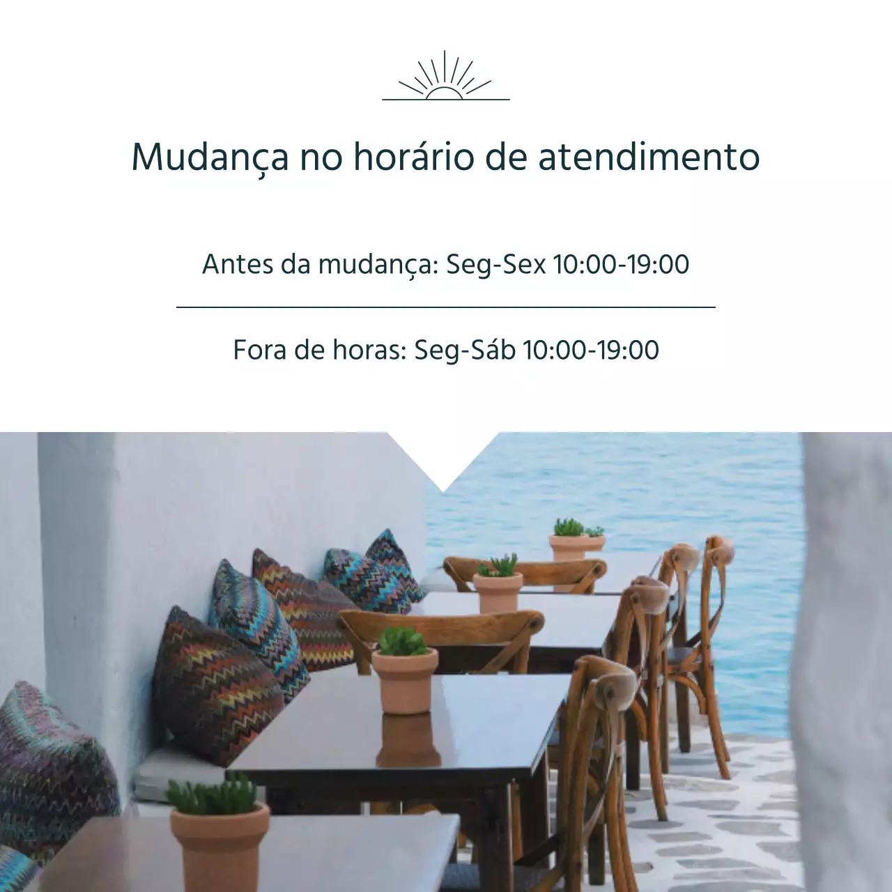 Um post minimalista de mudança de horário de verão em azul-marinho e branco