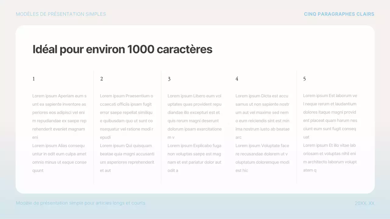 Proposition de présentation simple en bleu clair et blanc