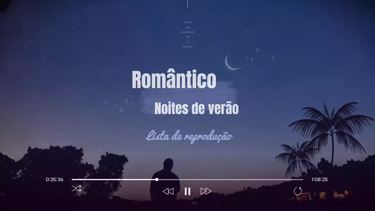 Capa simples de lista de reprodução para a noite de verão em azul-marinho e roxo