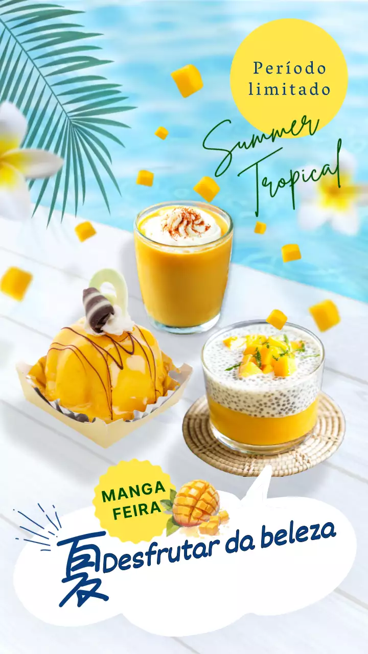 Apresentação de uma gama de verão fresca em azul claro e amarelo