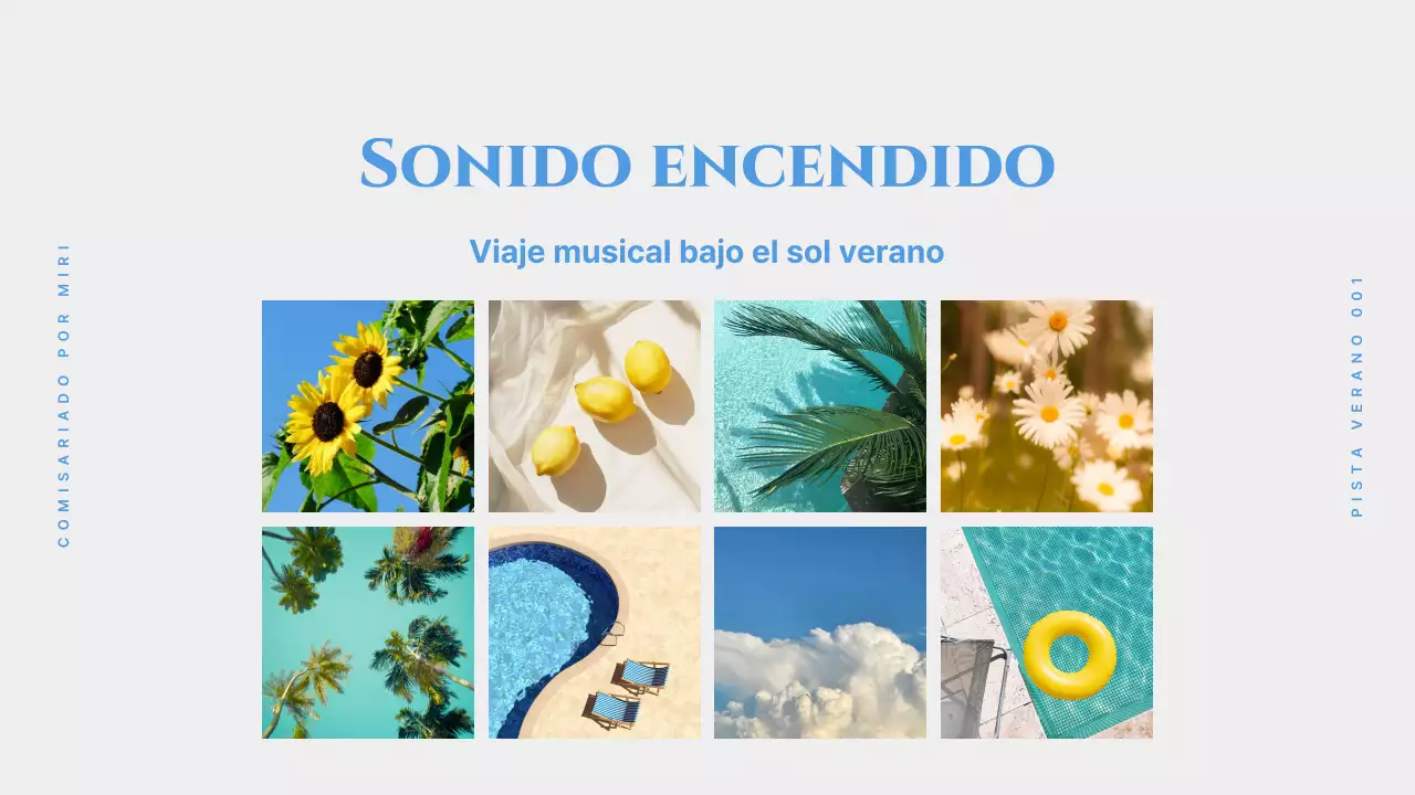 Portada minimalista de lista de reproducción de música veraniega en azul claro y amarillo