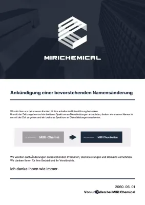 Eine moderne Missionswechselanzeige in Marineblau und Weiß