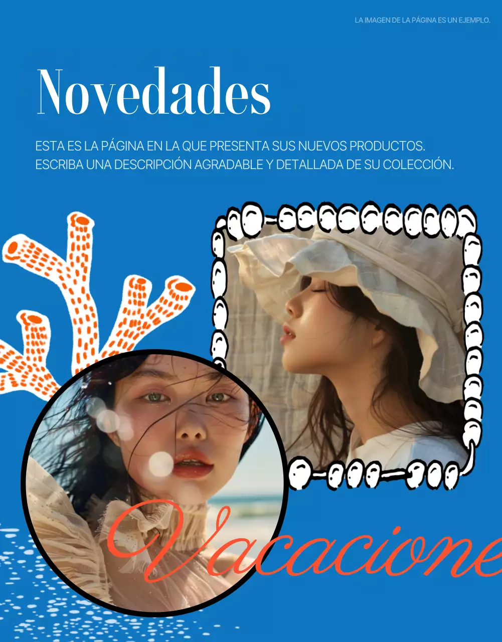 Anuncio promocional de verano vintage en azul y rojo