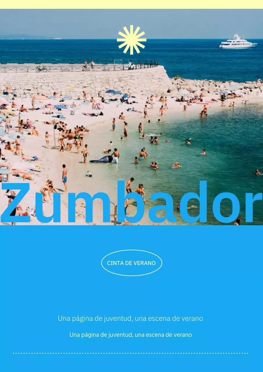 Poste de playa veraniego inspirado en la naturaleza en amarillo y azul claro