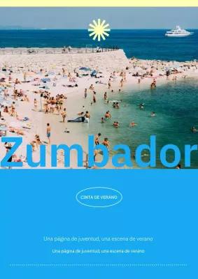 Poste de playa veraniego inspirado en la naturaleza en amarillo y azul claro