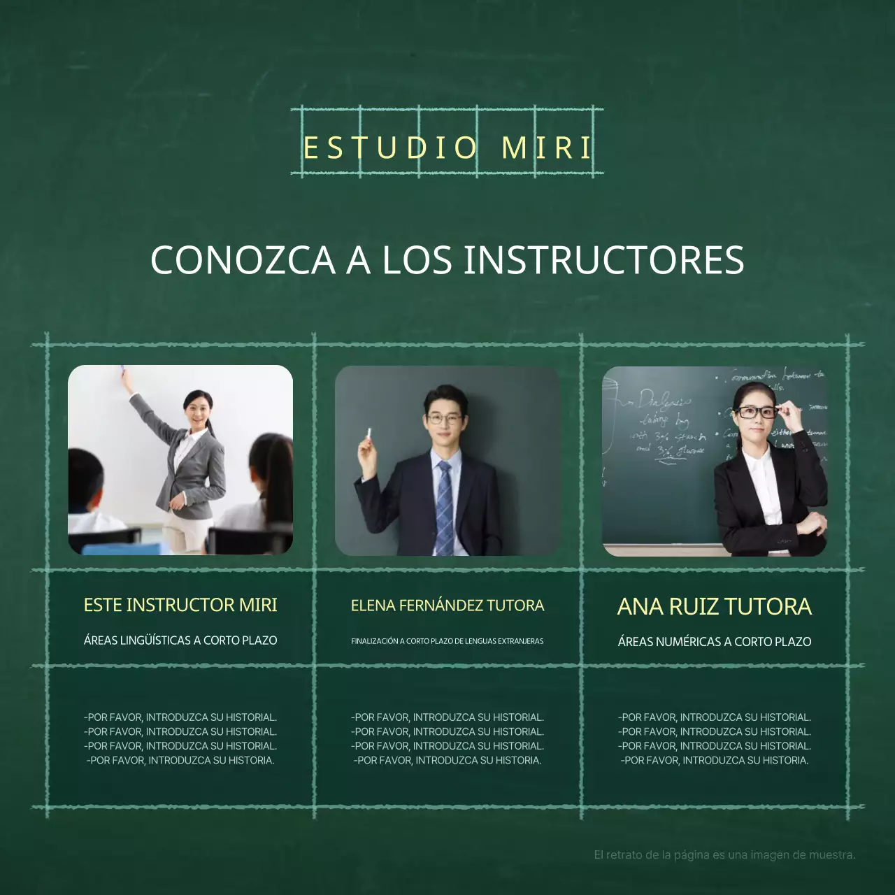 Un sencillo folleto escolar verde y blanco