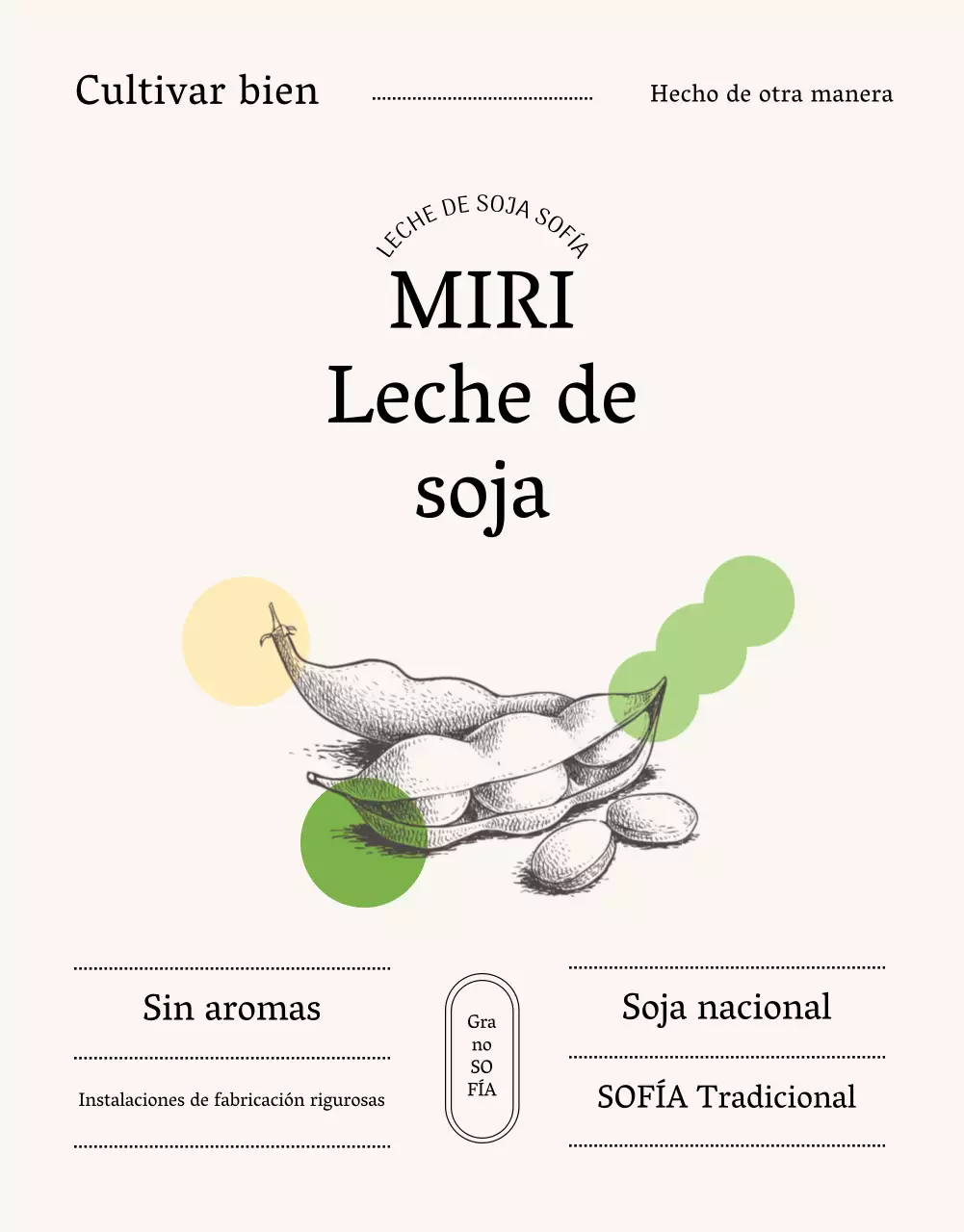 Sobre el producto de leche de soja beige y minimalista