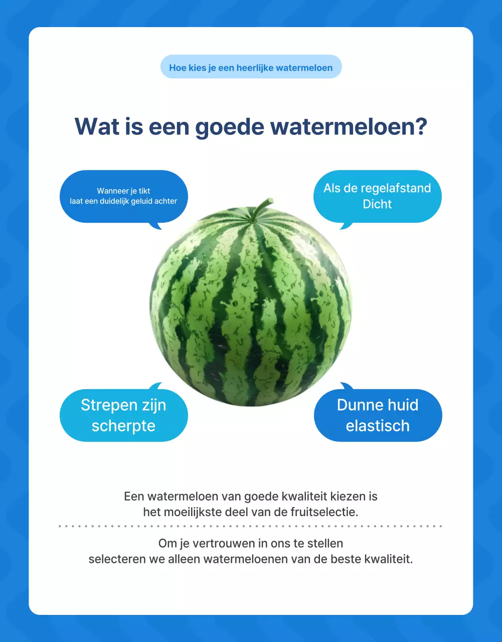 Promoot natuurlijke zomerse seizoensvruchten in blauw en wit