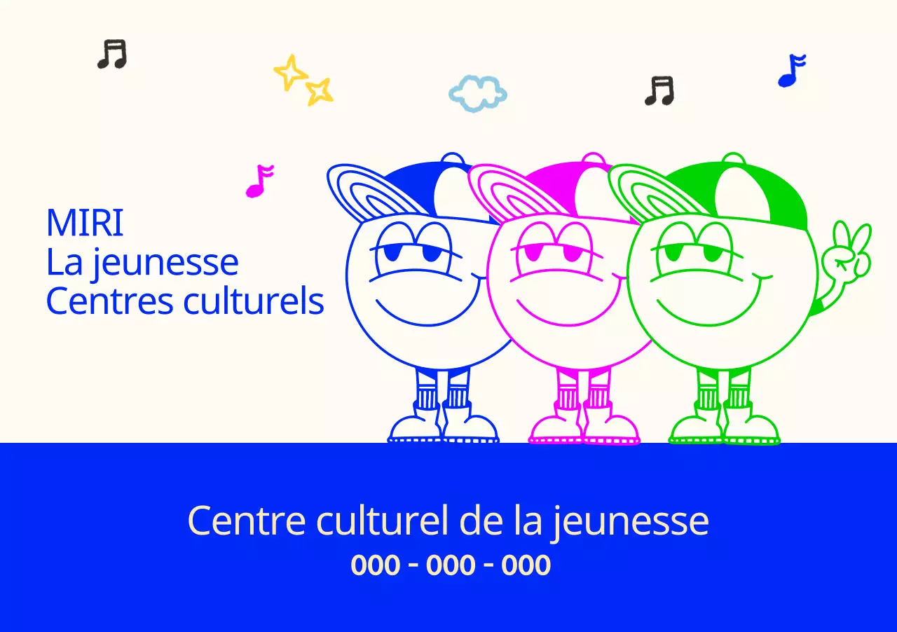 Centre culturel pour la jeunesse, lumineux et mignon, avec des personnages jeunes