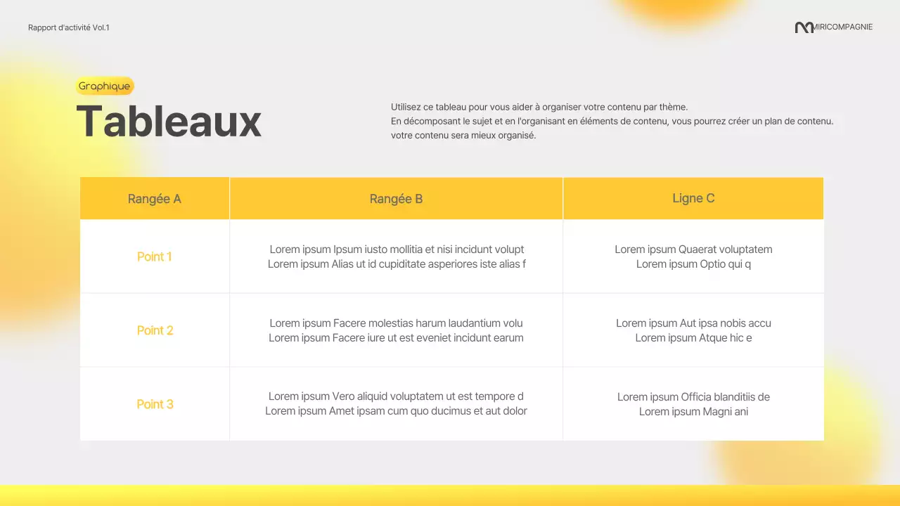 Un rapport d'entreprise moderne en jaune et gris