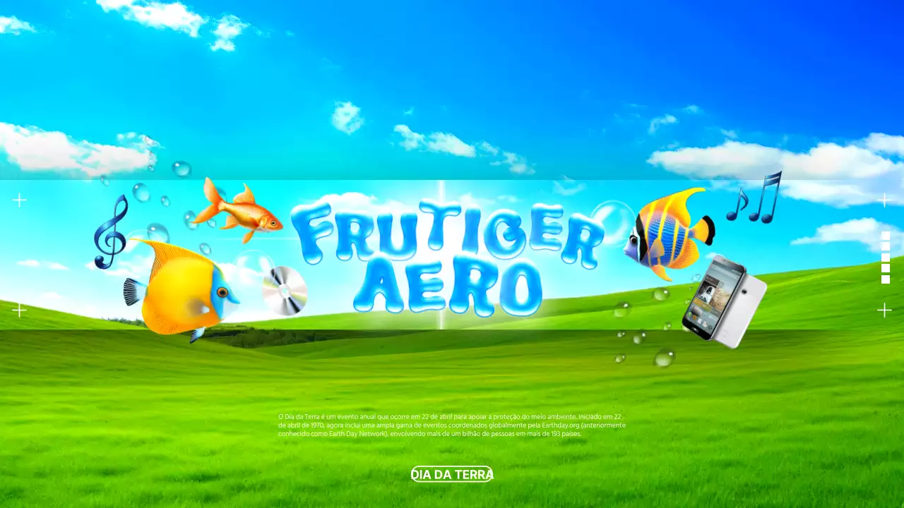 Anúncio moderno do Fruityger Aero em azul e verde