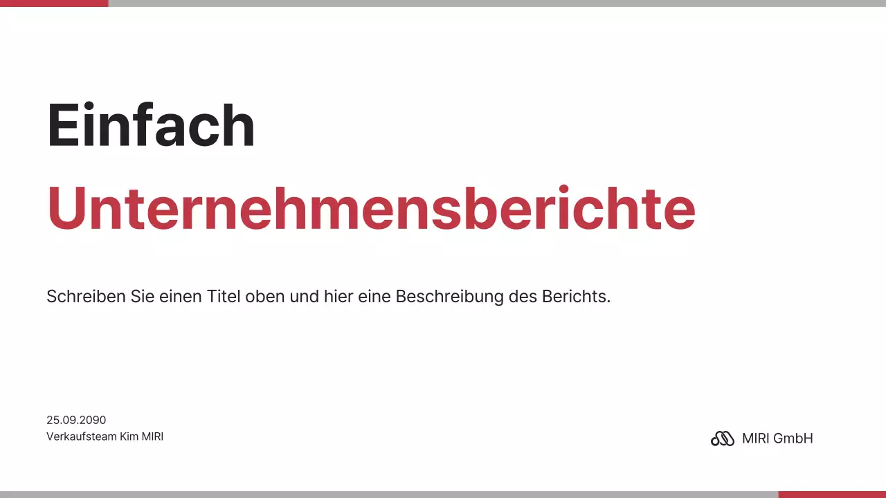 Minimalistischer Unternehmensbericht in Rot und Weiß