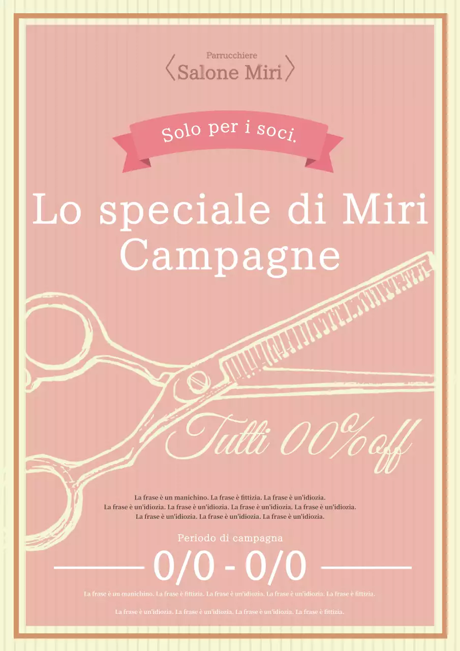 Pubblicità di un salone di parrucchiere carina e semplice in rosa e giallo