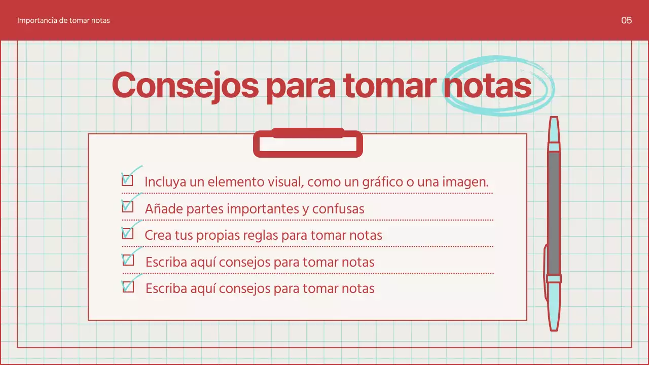 Guía para tomar notas sencillas en azul y celeste