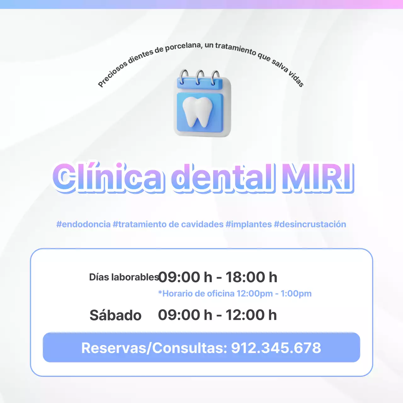 Promoción dental kitsch en azul claro y rosa