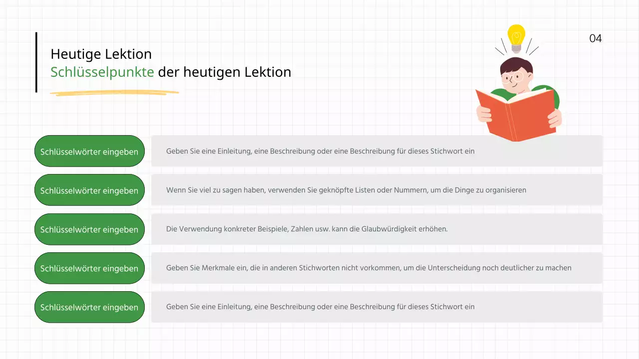 Einfacher grün-weißer Schullehrer-Lehrplan