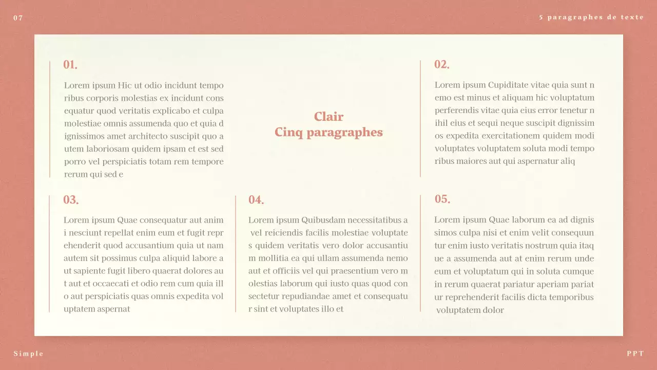 Propositions minimalistes roses pour les messages longs et courts