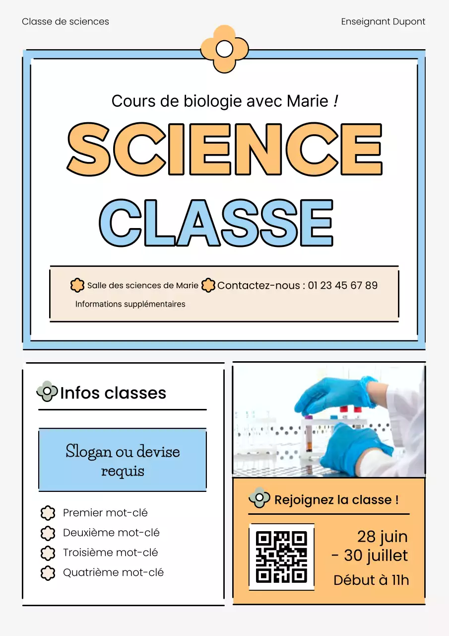 Promouvoir le recrutement de scientifiques avec des touches de bleu clair et d'orange