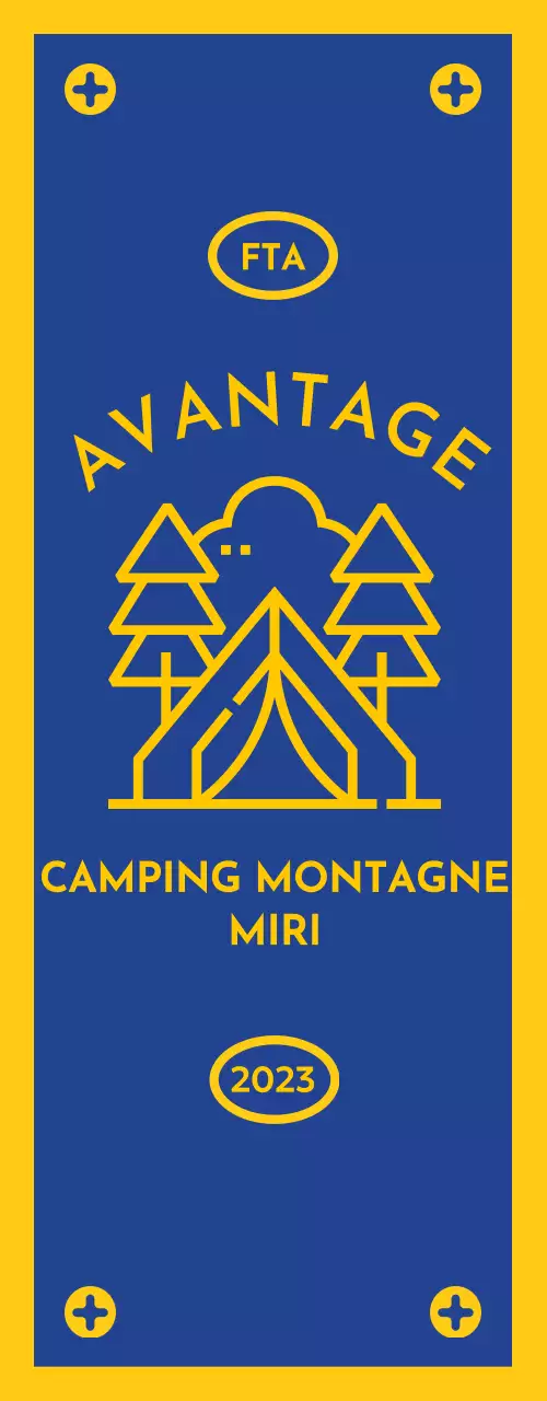 Design avec une icône de camping en forme de drapeau