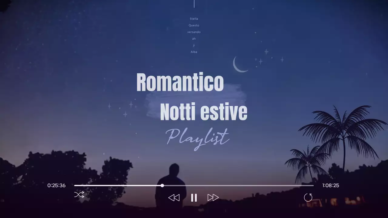 Semplice copertina per la playlist di una notte d'estate in blu navy e viola