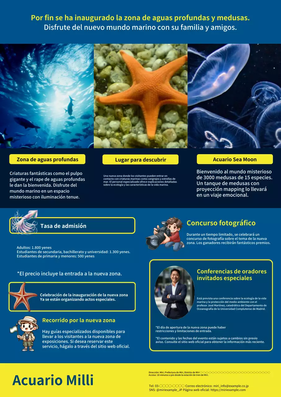 Promover la apertura de una nueva zona en el Acuario de Historia Natural de la Marina.