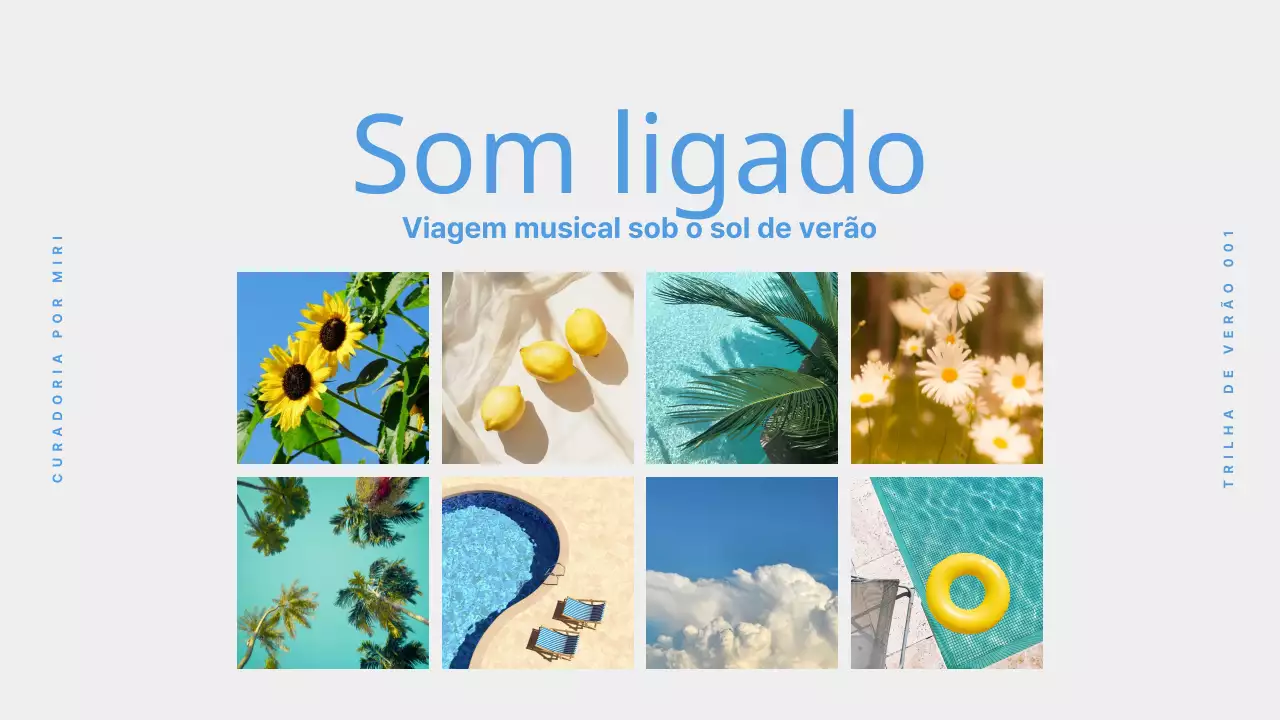 Capa minimalista para lista de reprodução de música de verão em azul claro e amarelo