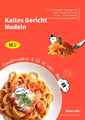 Bewerben Sie das schöne saisonale Sommermenü Ihres Restaurants in Orange