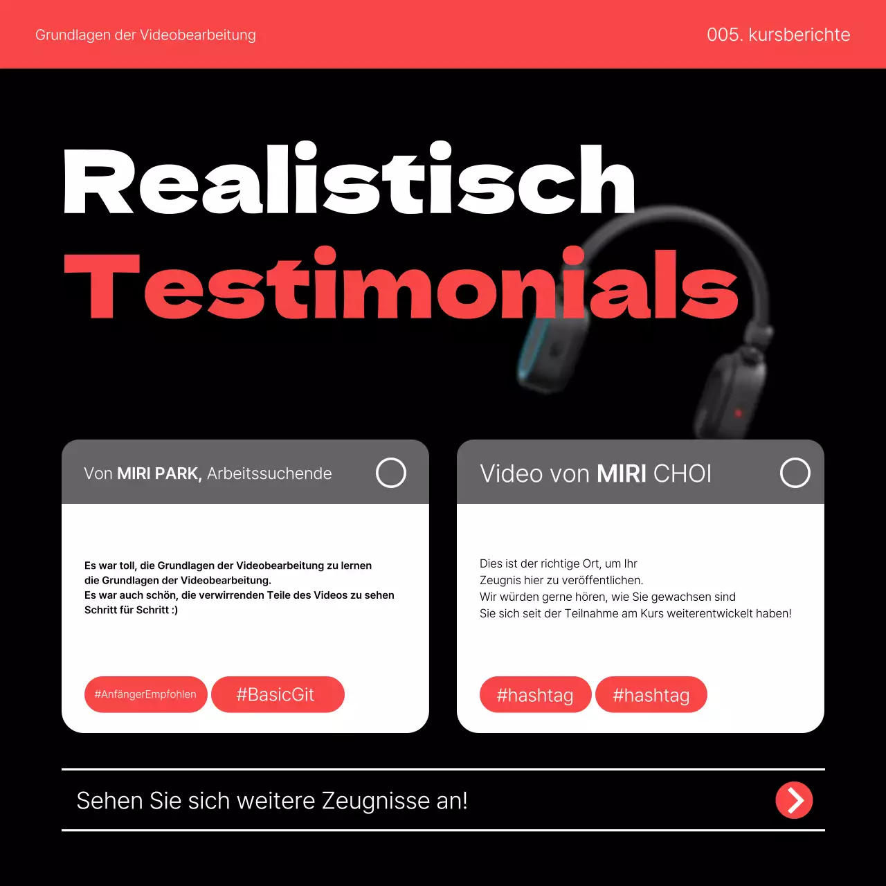 Förderung eines einfachen rot-schwarzen Videoschnittkurses zur Selbstverbesserung