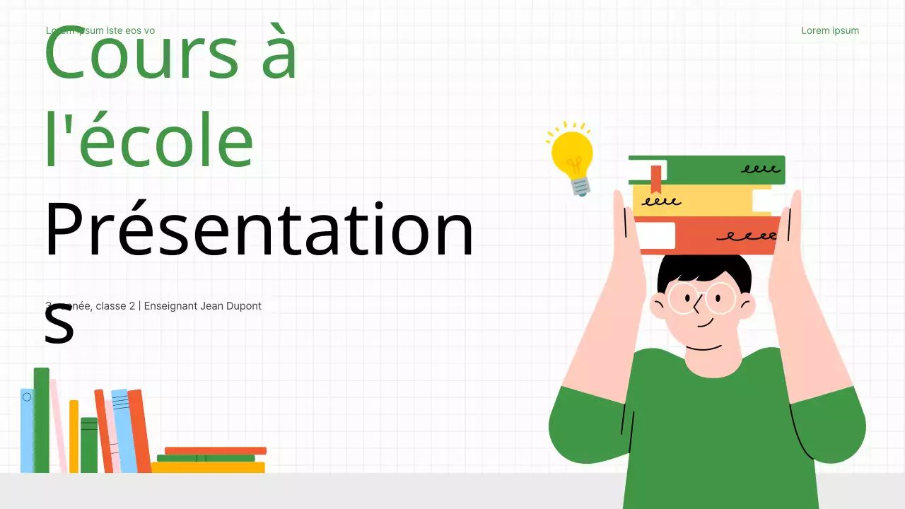 Plan de cours simple pour enseignants en vert et blanc