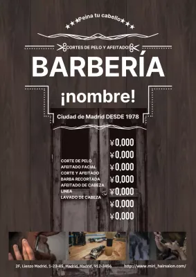 Sencillo y elegante anuncio de peluquería masculina en marrón y blanco