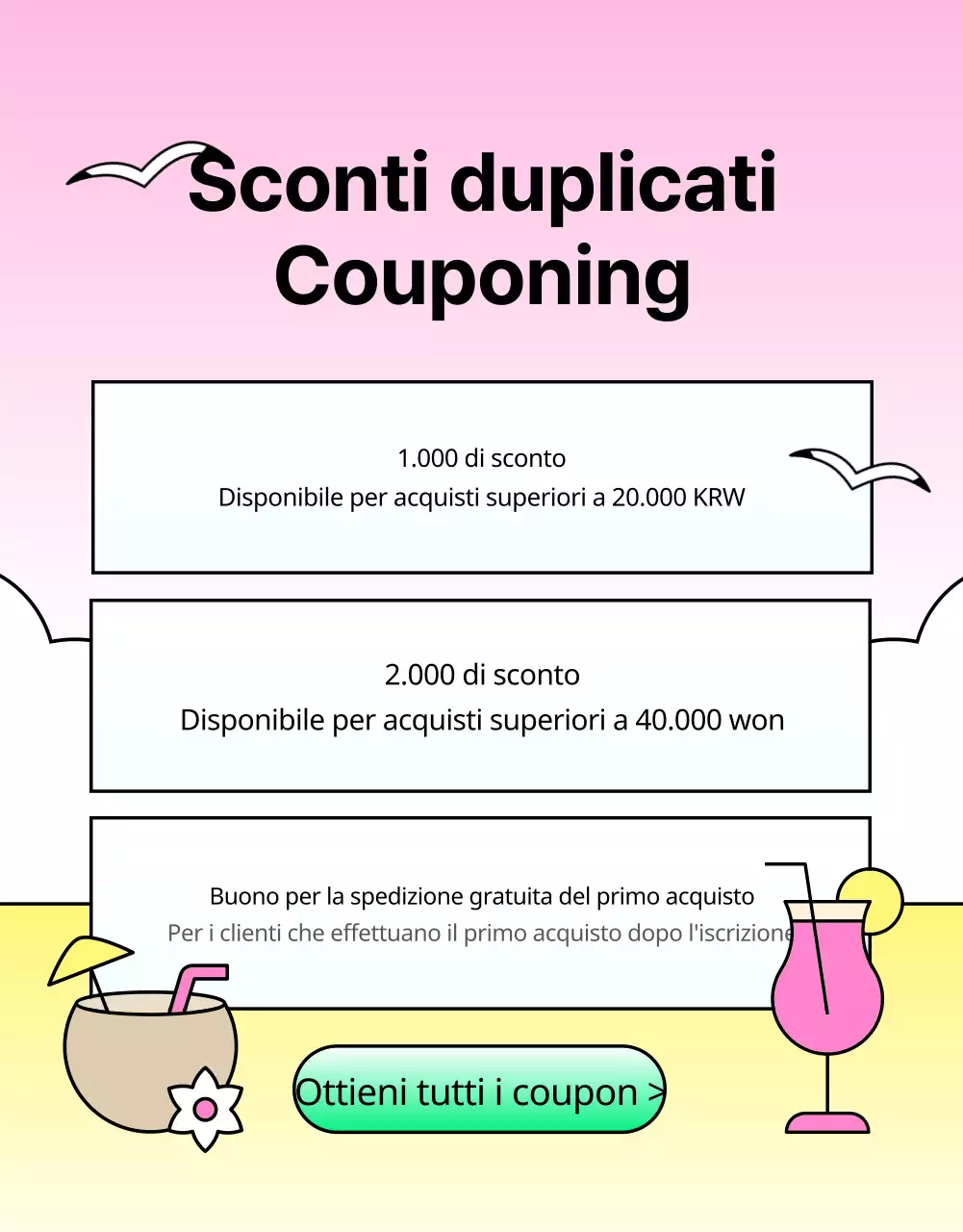 Promuovere un'estate tropicale in azzurro e rosa