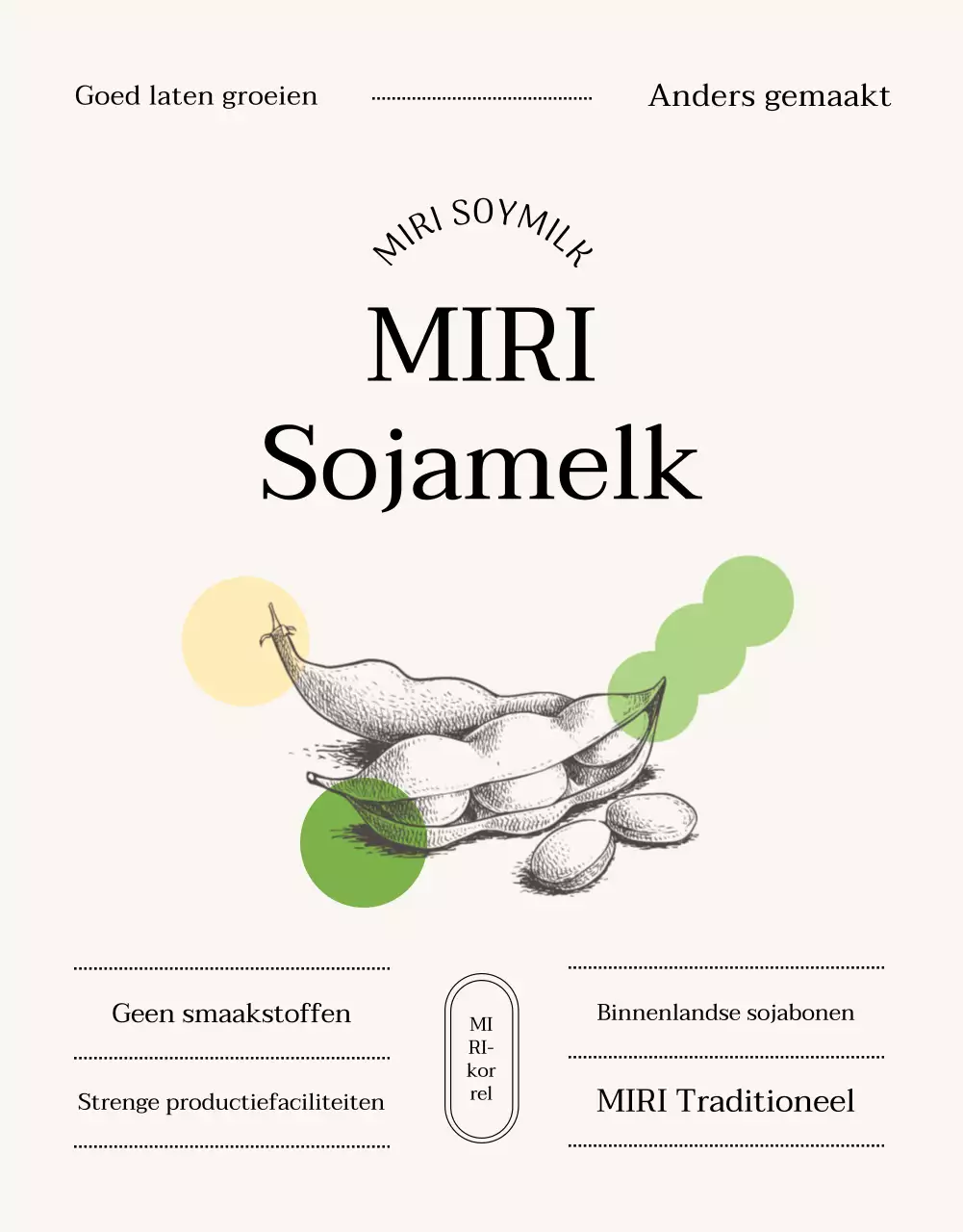 Over het beige, minimalistische sojamelkproduct