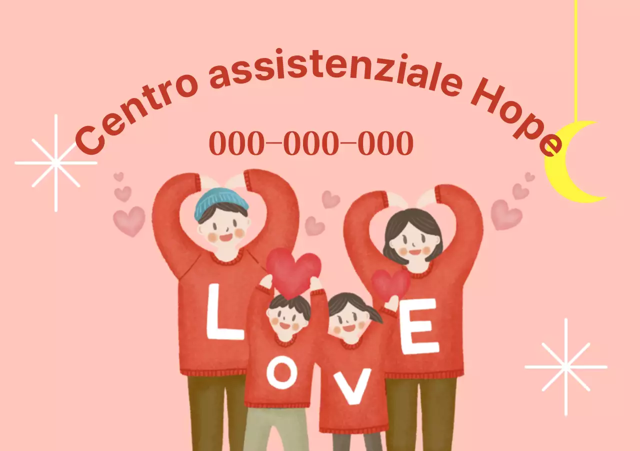 Centro benessere caldo e luminoso con illustrazioni per le famiglie