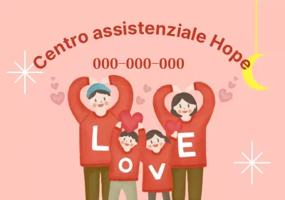 Centro benessere caldo e luminoso con illustrazioni per le famiglie