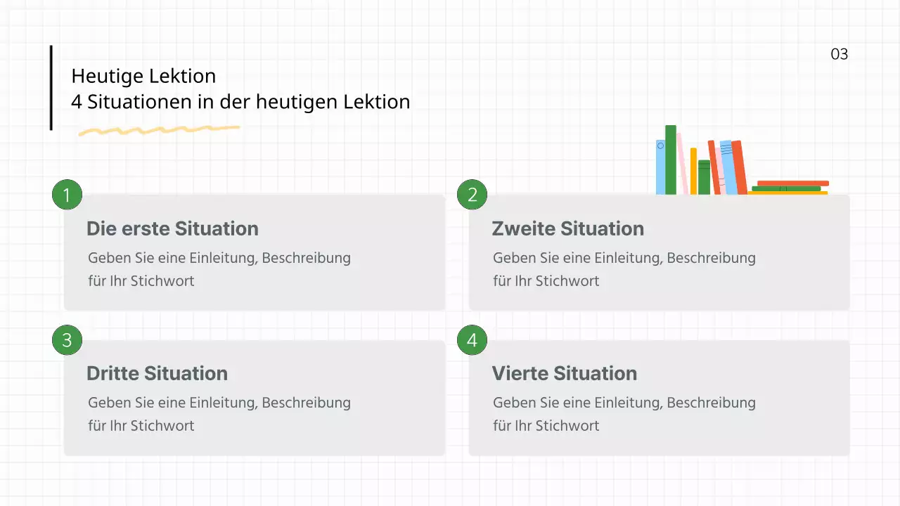 Einfacher grün-weißer Schullehrer-Lehrplan