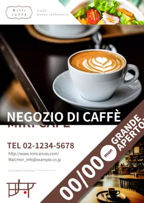 Semplice pubblicità di inaugurazione di un caffè bianco