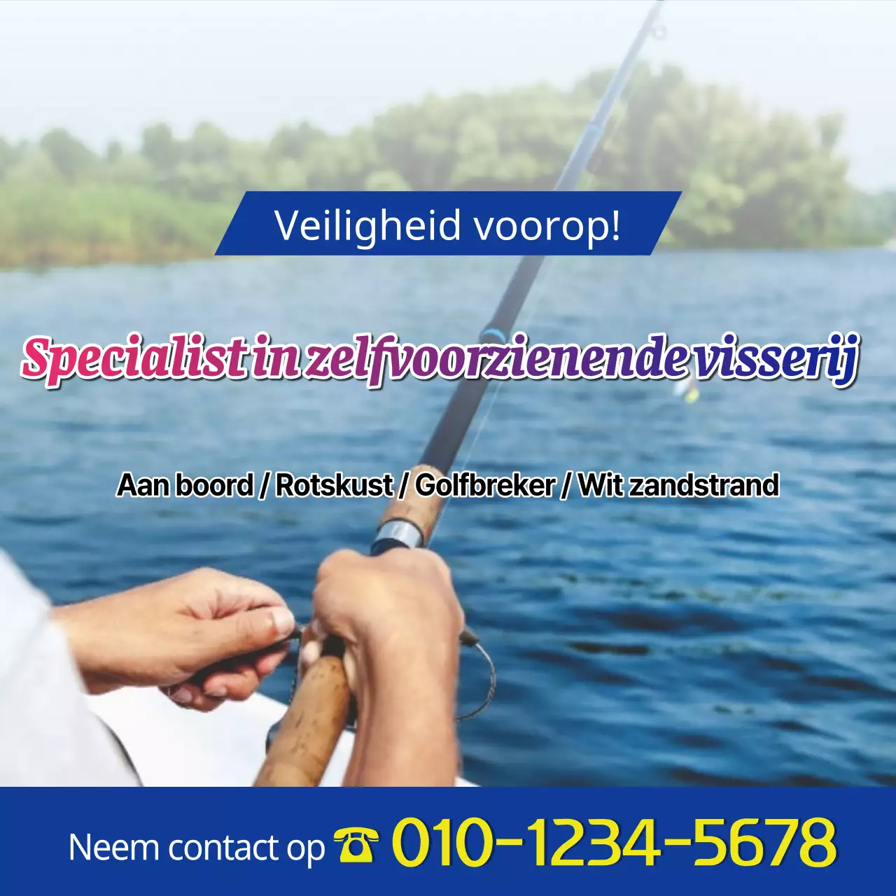 Kitscherige gele en blauwe zeevisreclames