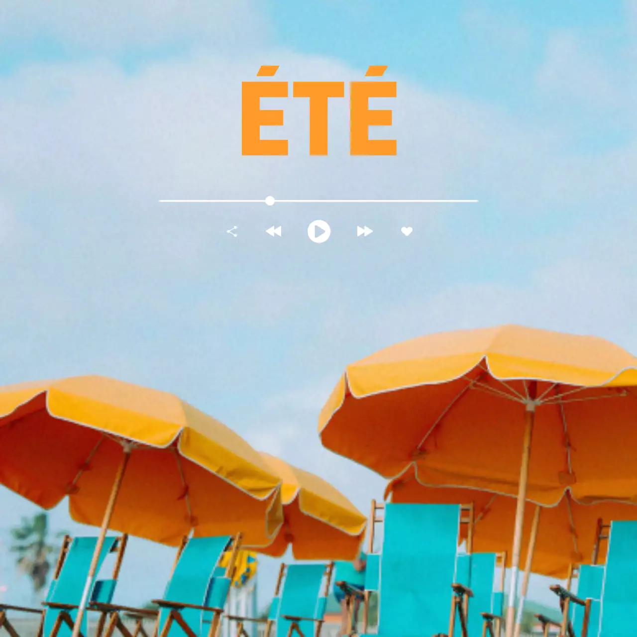 Poste de musique minimaliste d'été pour parapluie de mer en orange et bleu clair