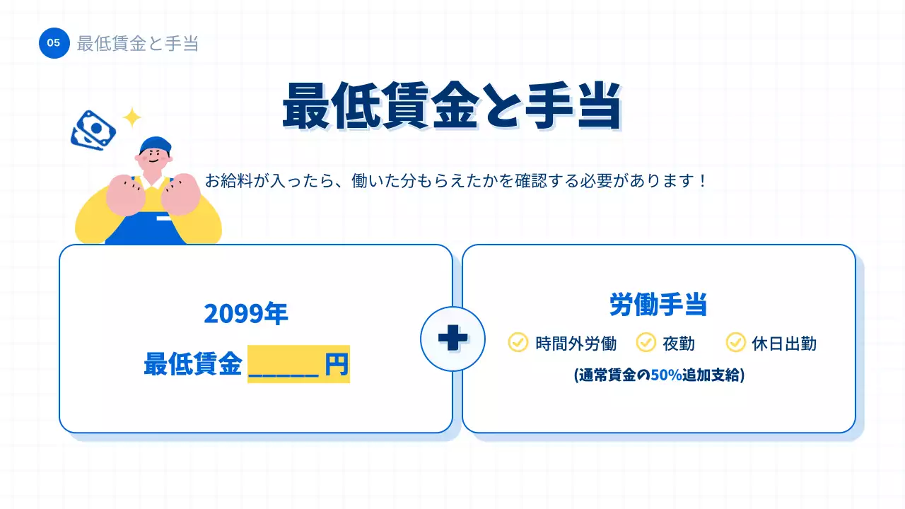 青 シンプル 労働法 ドキュメント プレゼンテーション
