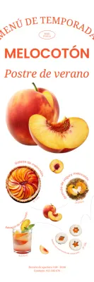 Refrescante pancarta de café con postre de melocotón